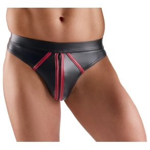 Svenjoyment svartur wetlook-strongur vi� rey�um strikum