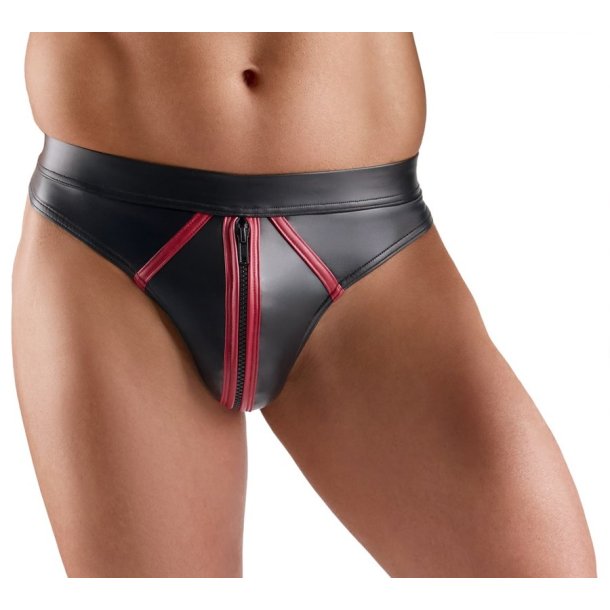 Svenjoyment svartur wetlook-strongur vi� rey�um strikum