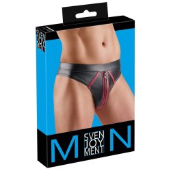 Svenjoyment svartur wetlook-strongur vi� rey�um strikum