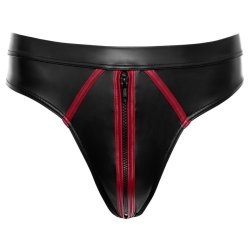 Svenjoyment svartur wetlook-strongur vi� rey�um strikum