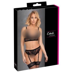 Cottelli svart blondu- og netsett vi� h�gum strongi
