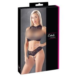 Cottelli svart blondusett vi� glitrandi ringi