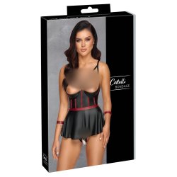 Cottelli svart og reytt sett vi� fl�su og hondbondum