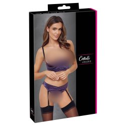 Cottelli lilla satinsett vi� rukkum og opnum BH