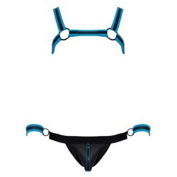 Svenjoyment svart og bl�tt sett vi� harness og jockstrap