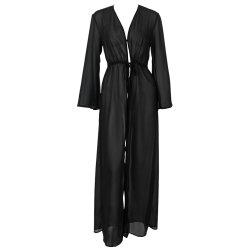 Langt svart kimono �r chiffon