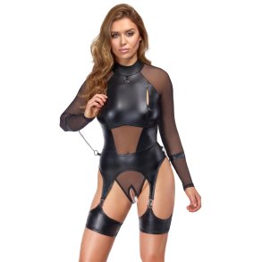Cottelli svart net-body vi� hondbindingum