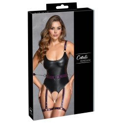 Cottelli svart body vi� lilla reimum og hondbindingum