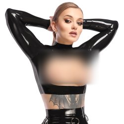 Late X svartur opin latextoppur vi� longum ermum