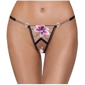 Cottelli svartur strongur vi� bl�mubroder�i og perlum