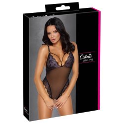Cottelli svart og lilla blondu-body