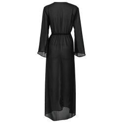 Langt svart kimono �r chiffon