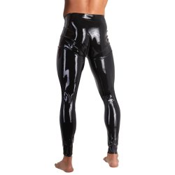 Late X svartar latexleggings vi� opningi framman