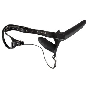 You2Toys Double Strap On Black Silicone - 8,5-15 cm