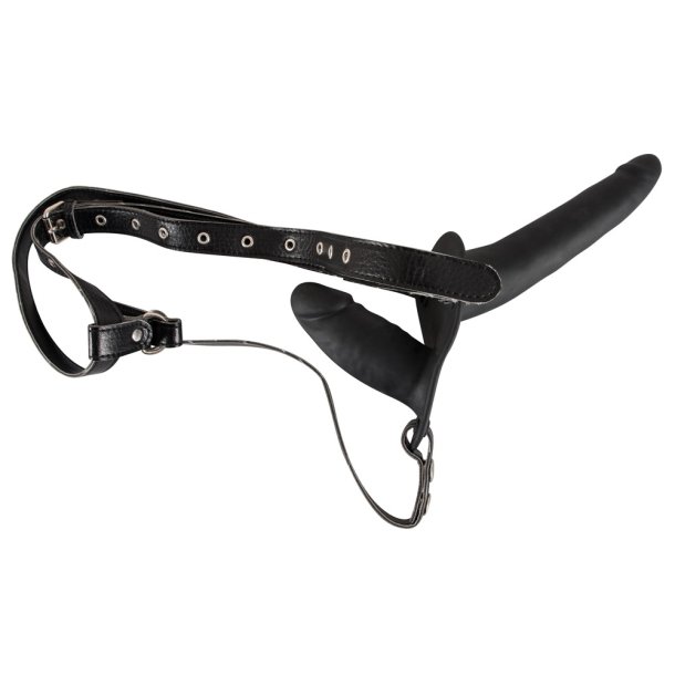 You2Toys Double Strap On Black Silicone - 8,5-15 cm