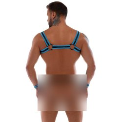 Svenjoyment svart og bl�tt sett vi� harness og jockstrap